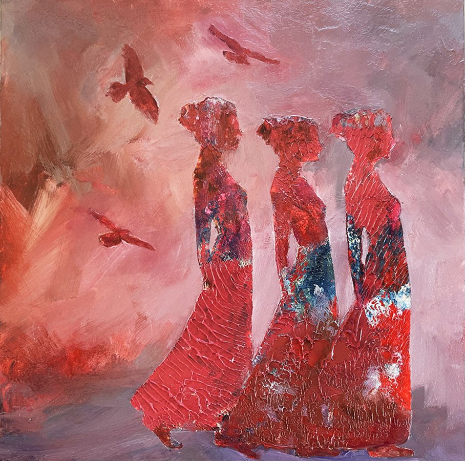 "They had their reasons" © HG, (SOLD).
Oil on Ampersand Gessobord, 8” x 8”.