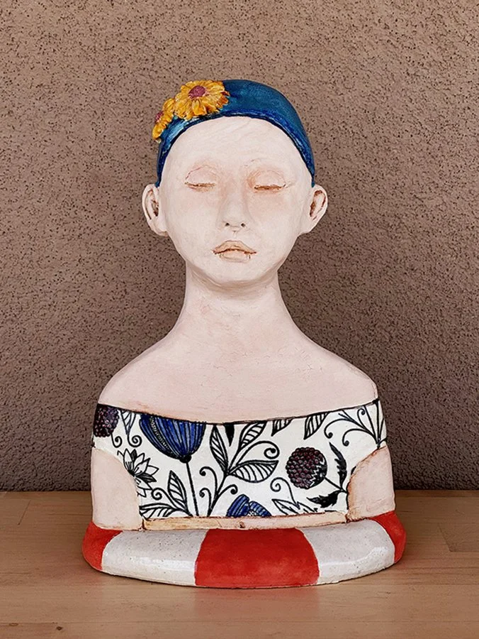 "The Swim Team: Josephine" ©HG, 8-1/2” H x 5” W x 2” D.