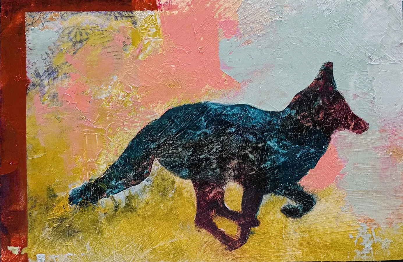 "Postcards from Somewhere ~ Day 7" ©HG, 
Oil on linen, 5.5” H x 8.5” W.