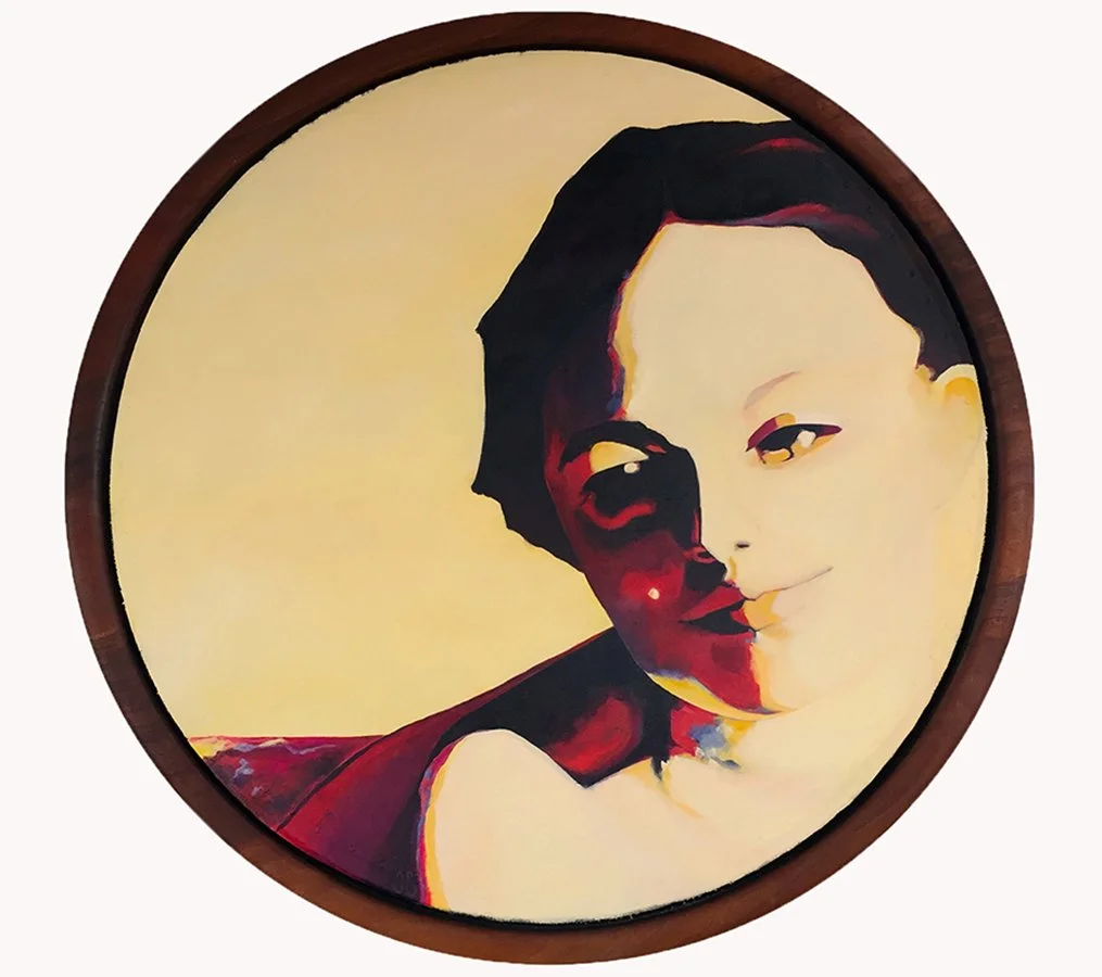 "That I might be the desert" © HG. 
Acrylic on canvas with a solid mahogany frame, 43". 