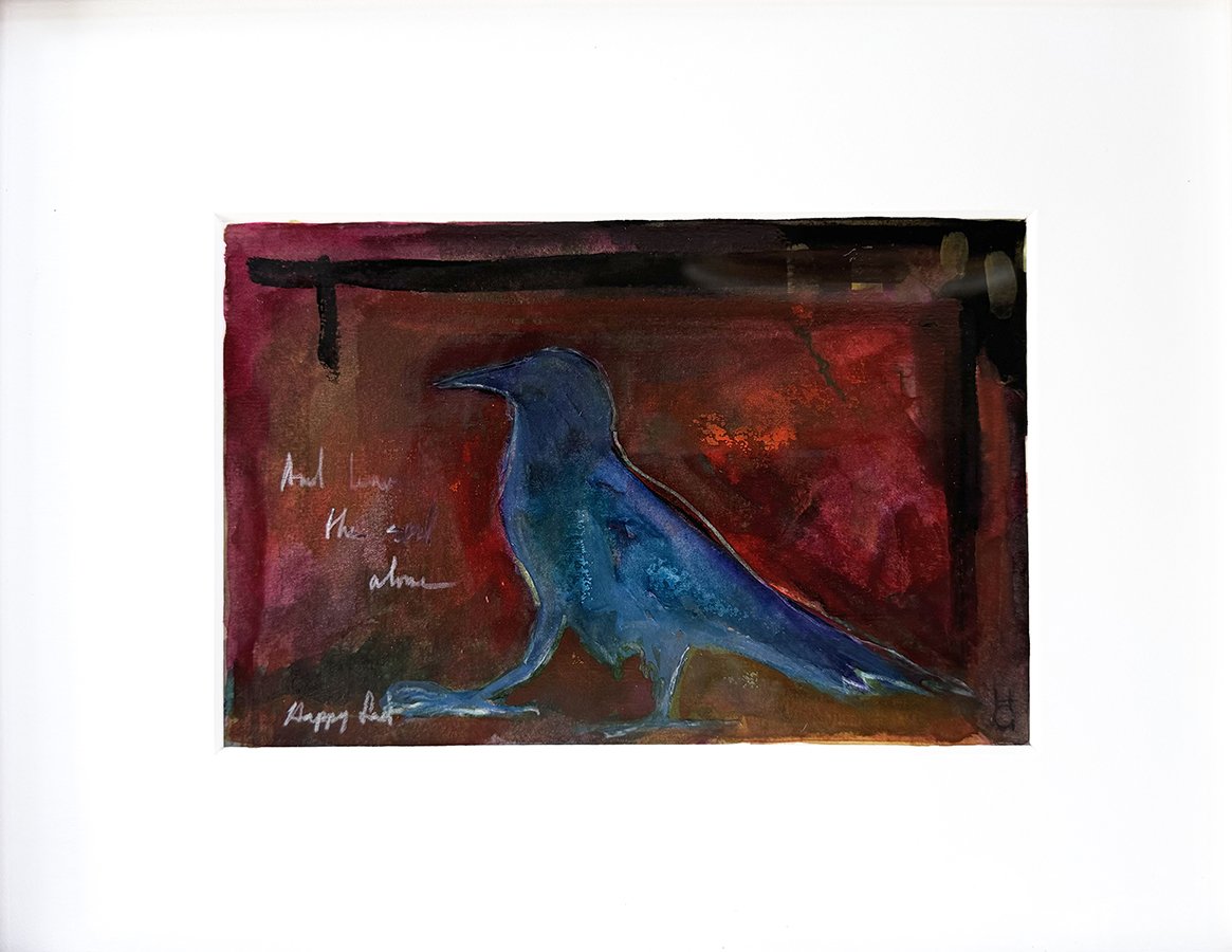 "Happy Feet ~And Leave My Soul Alone" ©HG, (SOLD)
Watercolor and watercolor pencils on Medioevalis paper,
4.5 x 6.7 in.