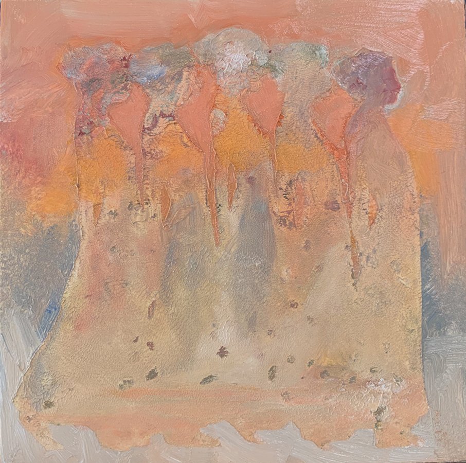 "Unidas siempre" ©HG (SOLD),
Oil on DaVinci Gessobord, 5” x 5”.