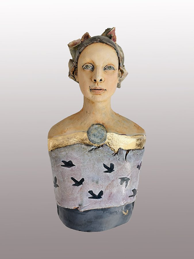 "Conversaciones en silencio XII" ©HG (SOLD), 20” H x 10-1/2” W x 6” D