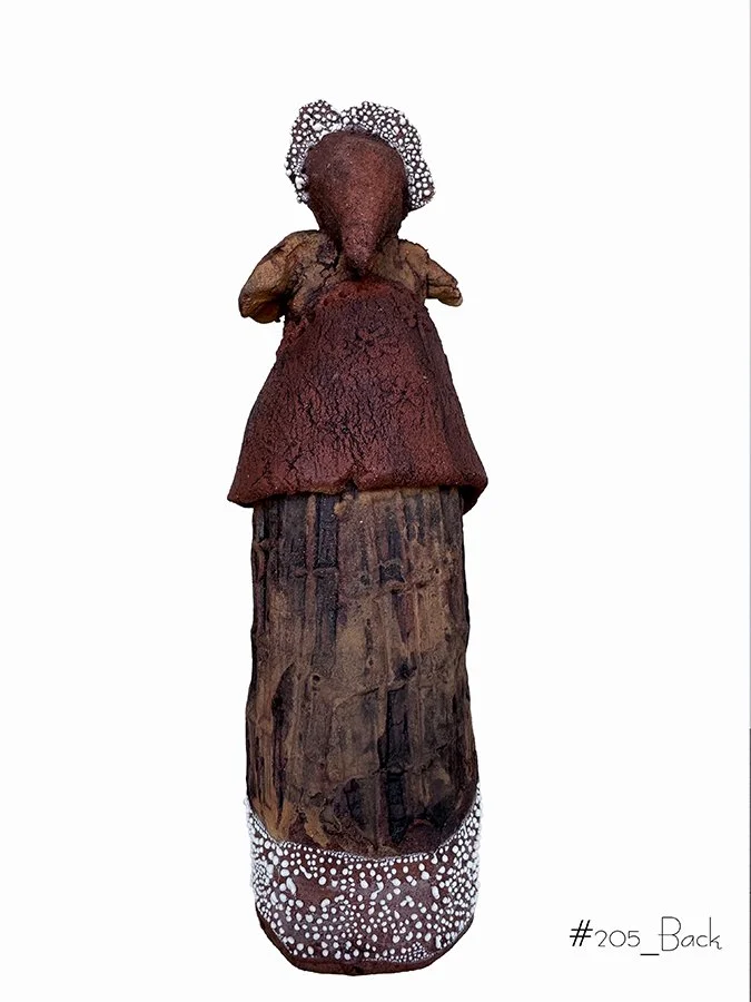 "Viajero #205-Back" ©HG, Sculptural Clay. Oxide, and Glaze.