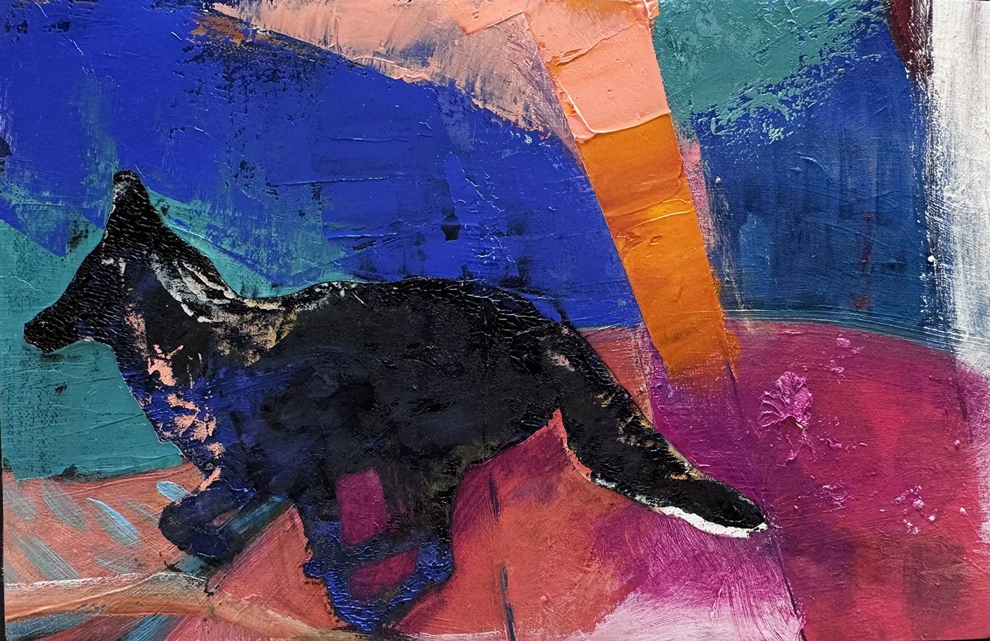 "Postcards from Somewhere ~ Day 5" ©HG, 
Oil on linen, 5.5” H x 8.5” W.