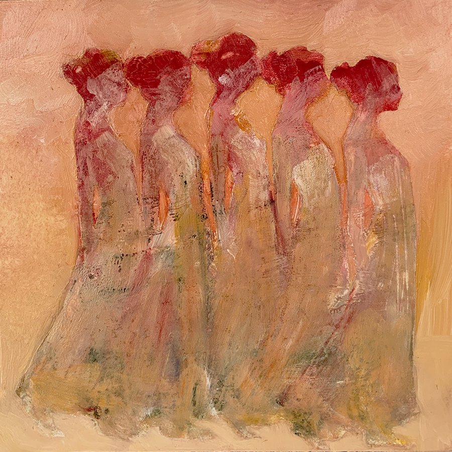 "Andantes sin cesar II" (SOLD),
Oil on DaVinci Gessobord, 5” x 5”.