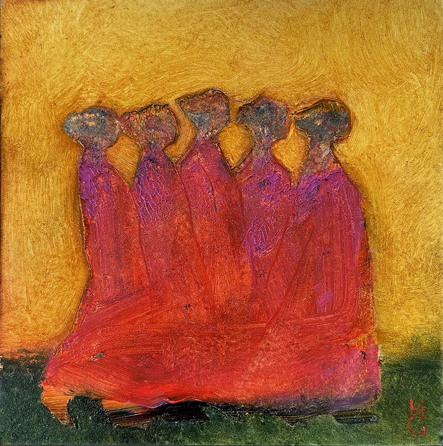 "All that can't wait til the next light of day" ©HG (SOLD), Oil on Ampersand Gessobord, 5” x 5”.