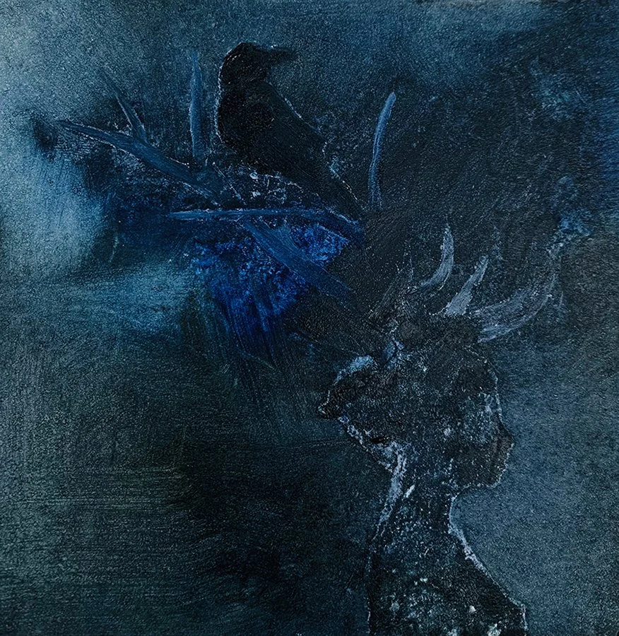 "Not to dream all my dream" © HG (SOLD). Oil on Ampersand Gessobord, 5” x 5”.