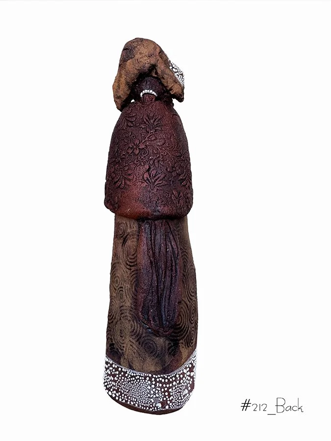 "Viajero #212-Back" ©HG, Sculptural Clay. Oxide, and Glaze.