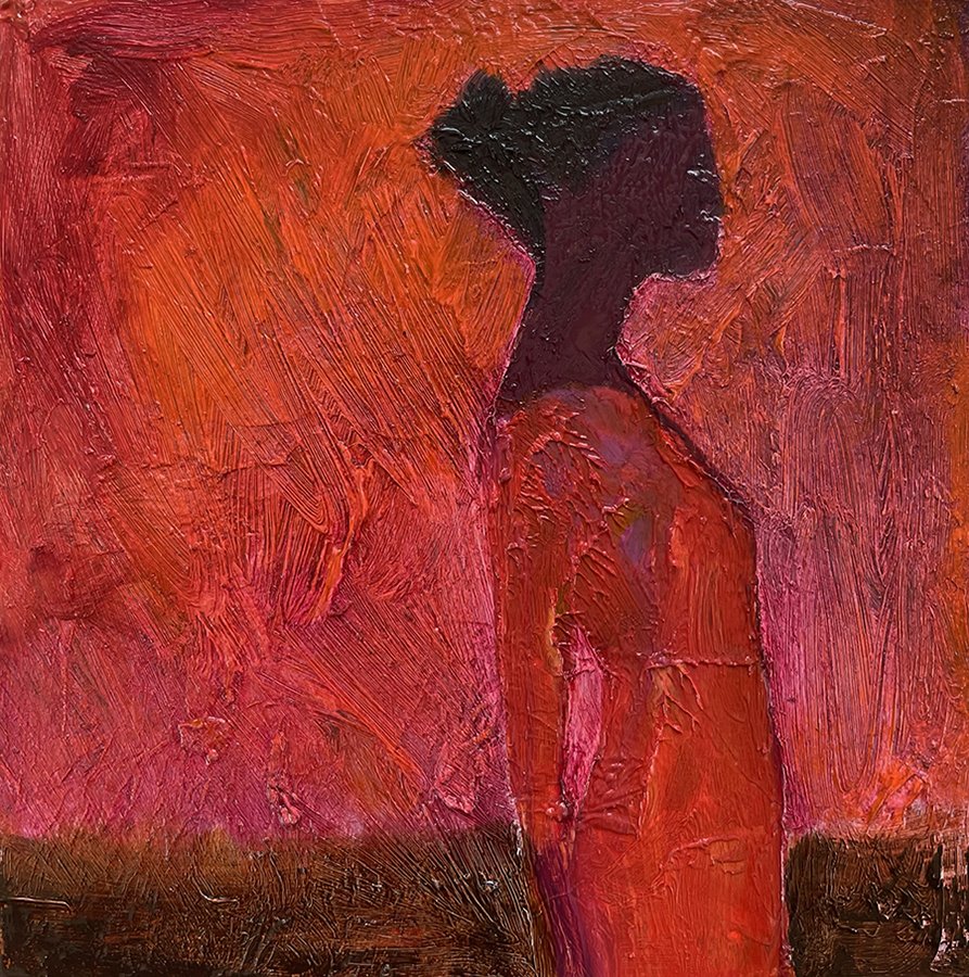 "I will make my Voice" ©HG (SOLD),
Oil on Ampersand Gessobord, 5” x 5”.