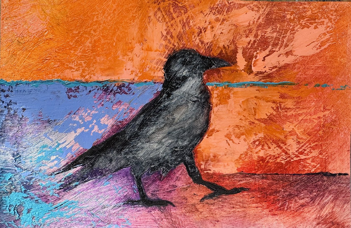 "Postcards from Somewhere ~ Day 6" ©HG, 
Oil on linen, 5.5” H x 8.5” W.