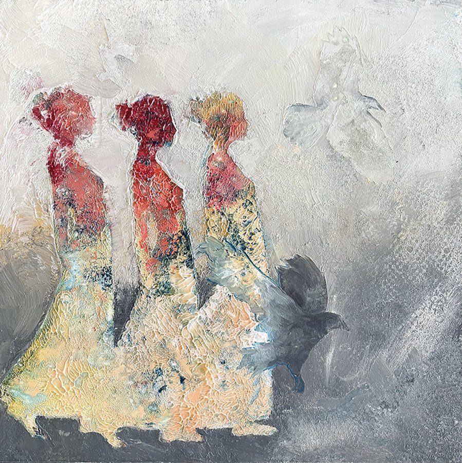 "Their tale is still being told" ©HG (SOLD),
Oil on Ampersand Gessobord, 8” x 8”.