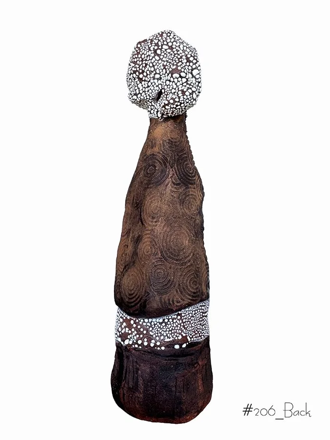 "Viajero #206-Back" ©HG, Sculptural Clay. Oxide, and Glaze.