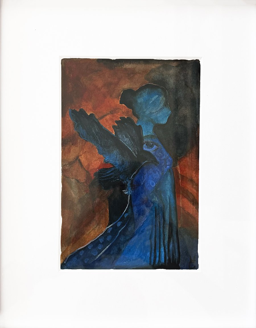 "I will go with you, and be your guide" ©HG, (SOLD)
Watercolor and watercolor pencil on Medioevalis paper,
6.7 x 4.5 in.