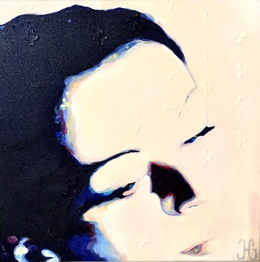 "Soñando despierta" © HG (SOLD).
Acrylic on Ampersand Gessobord, 5” x 5”. 