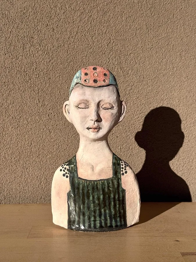 "The Swim Team: Max" ©HG, 9” H x 5” W x 2” D.