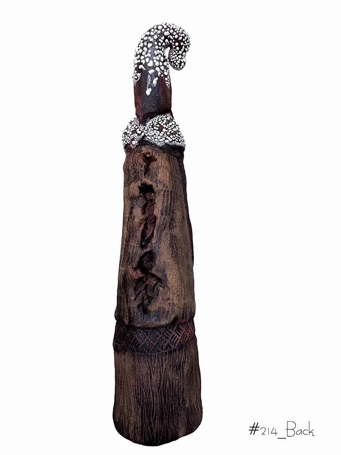 "Viajero #214-Back" ©HG, Sculptural Clay. Oxide, and Glaze.