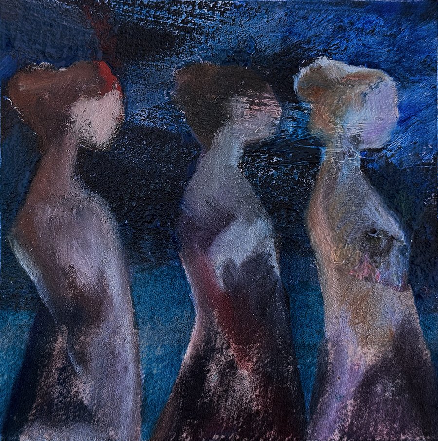 "On passing nights that come spellbound" ©HG, (SOLD)
Oil on canvas,
5 x 5 in.