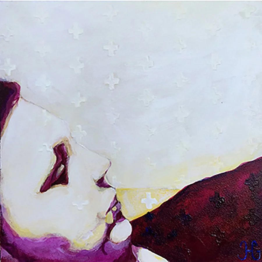 "It will wash with the desert rain" © HG (SOLD). 
Acrylic on Ampersand Gessobord, 5” x 5”.