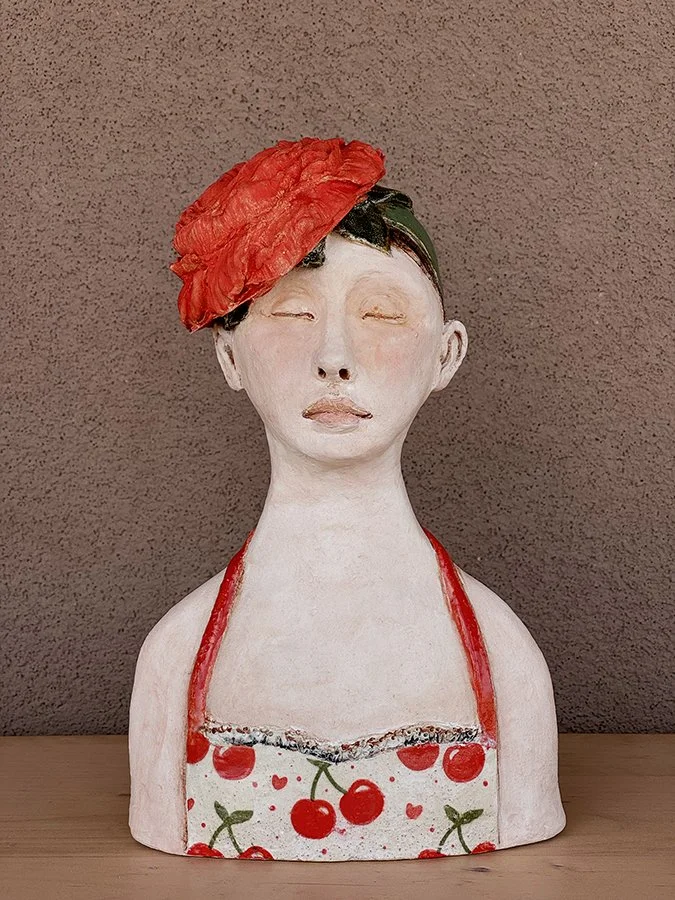 "The Swim Team: Amelia" ©HG, 8-1/2” H x 5” W x 2” D.