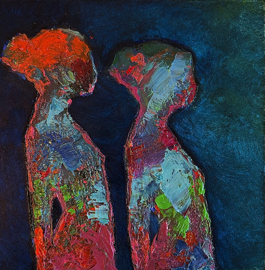 "We thought we couldn't be, and then we were" ©HG, (SOLD)
Oil on panel,
5 x 5 in.