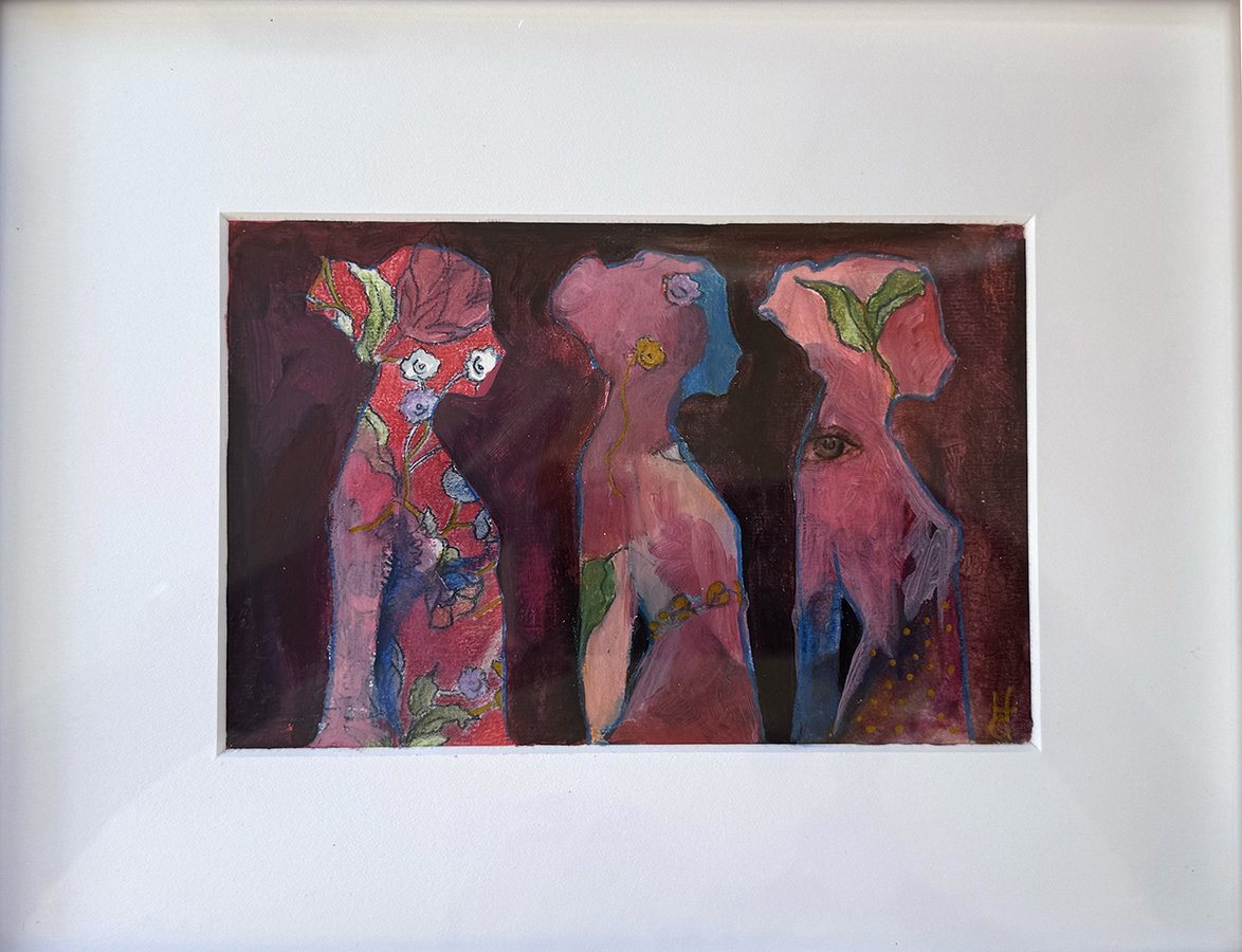 "For a Summer too Indelible" ©HG, (SOLD)
Mixed media on Medioevalis paper,
4.5 x 6.7 in.