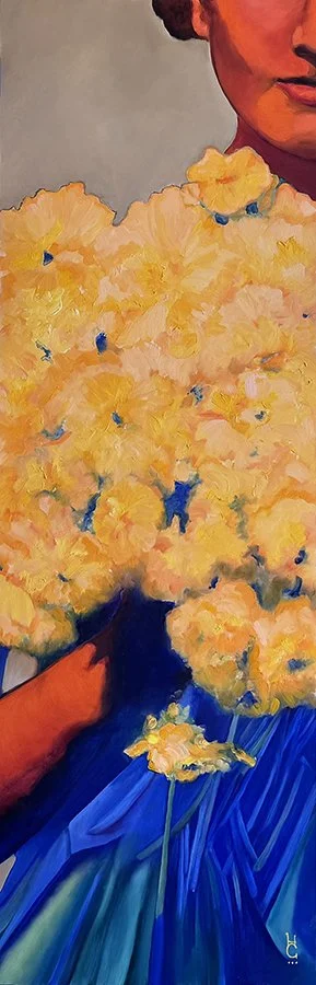 "Gathered Thoughts From Many Wanderings" ©HG, Oil on panel, 36" x 12". 
