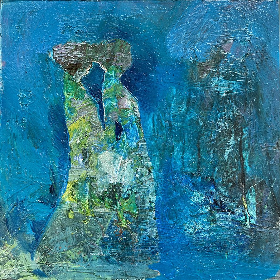 "We should set forth for somewhere" © HG (SOLD), Oil on Ampersand Gessobord, 5” x 5”.