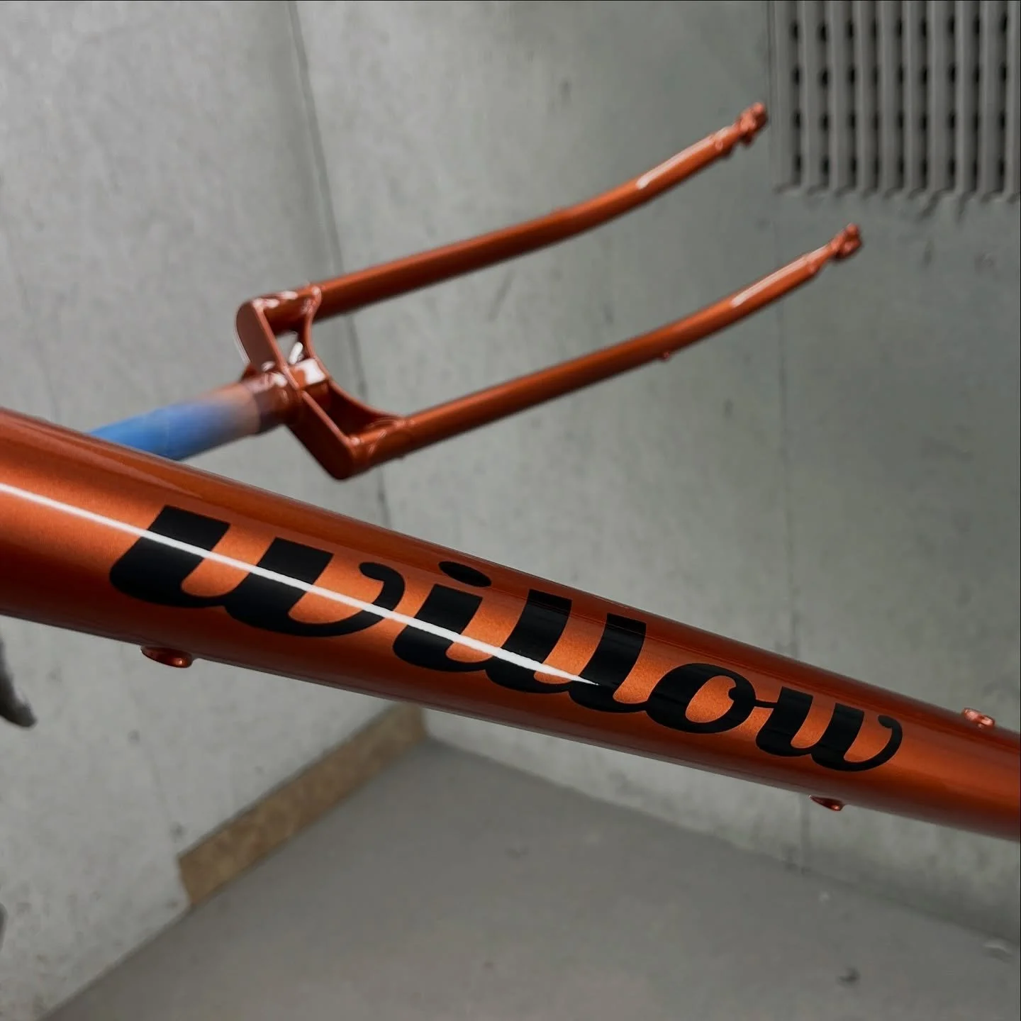Very much liking this colour on a lovey steel @willowbike going through paint this week.