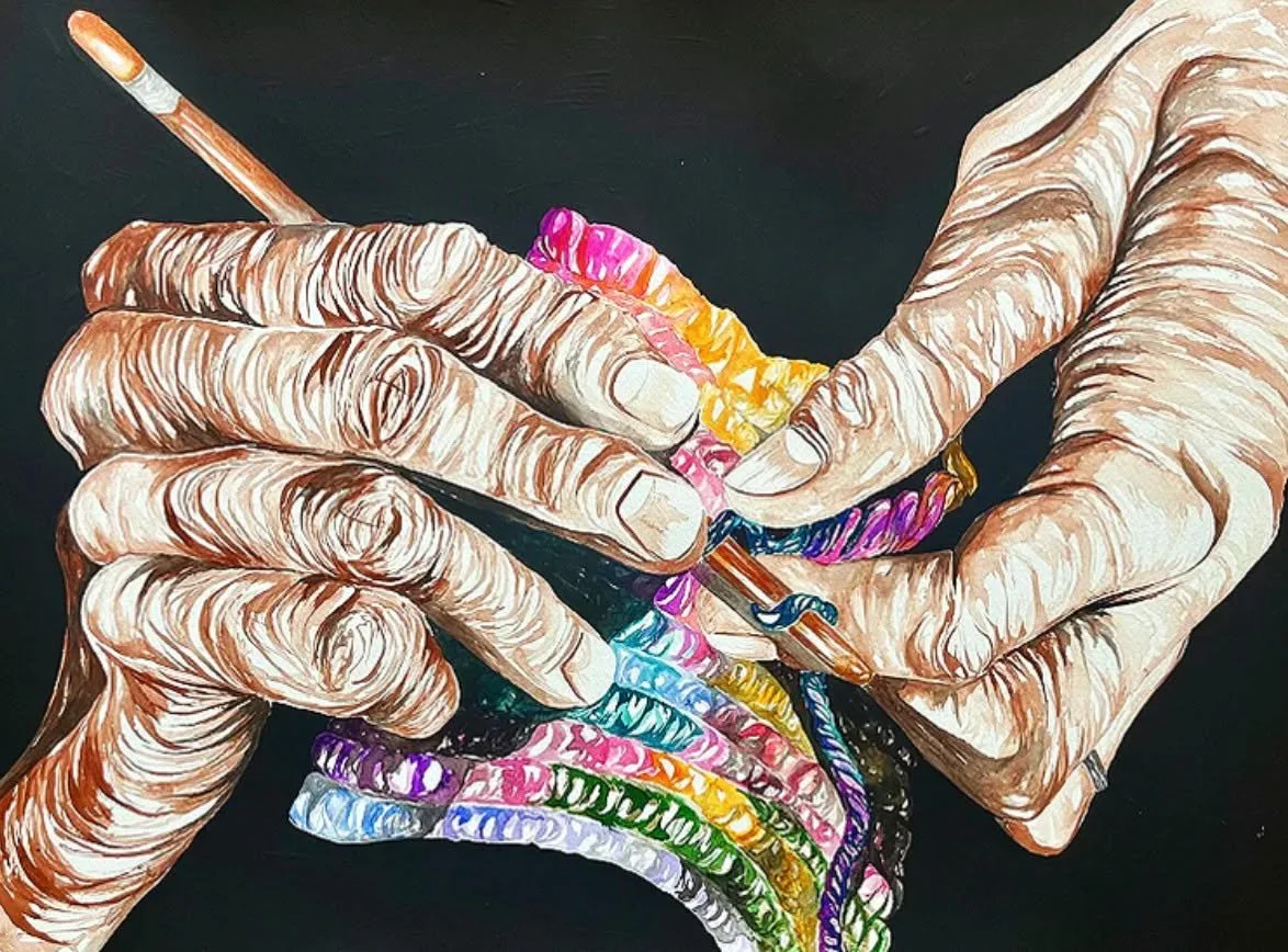 She didn't call herself an artist.

She crocheted hundreds of teddy bears and ornaments and scarves and clothes.

She donated them to the church and anonymously gifted them away.

When I left for college, she knitted me a cozy blanket with my school'