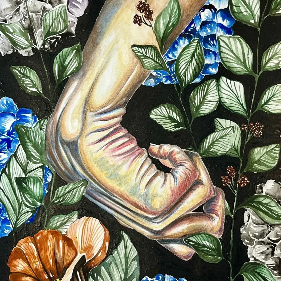 On the surface, my work studies hands.
But beneath watercolor layers are memories.
Emotion.
And the quiet strength we carry through struggle. 

Painting hands are how I process living with multiple autoimmune diseases, including Raynaud&rsquo;s and S