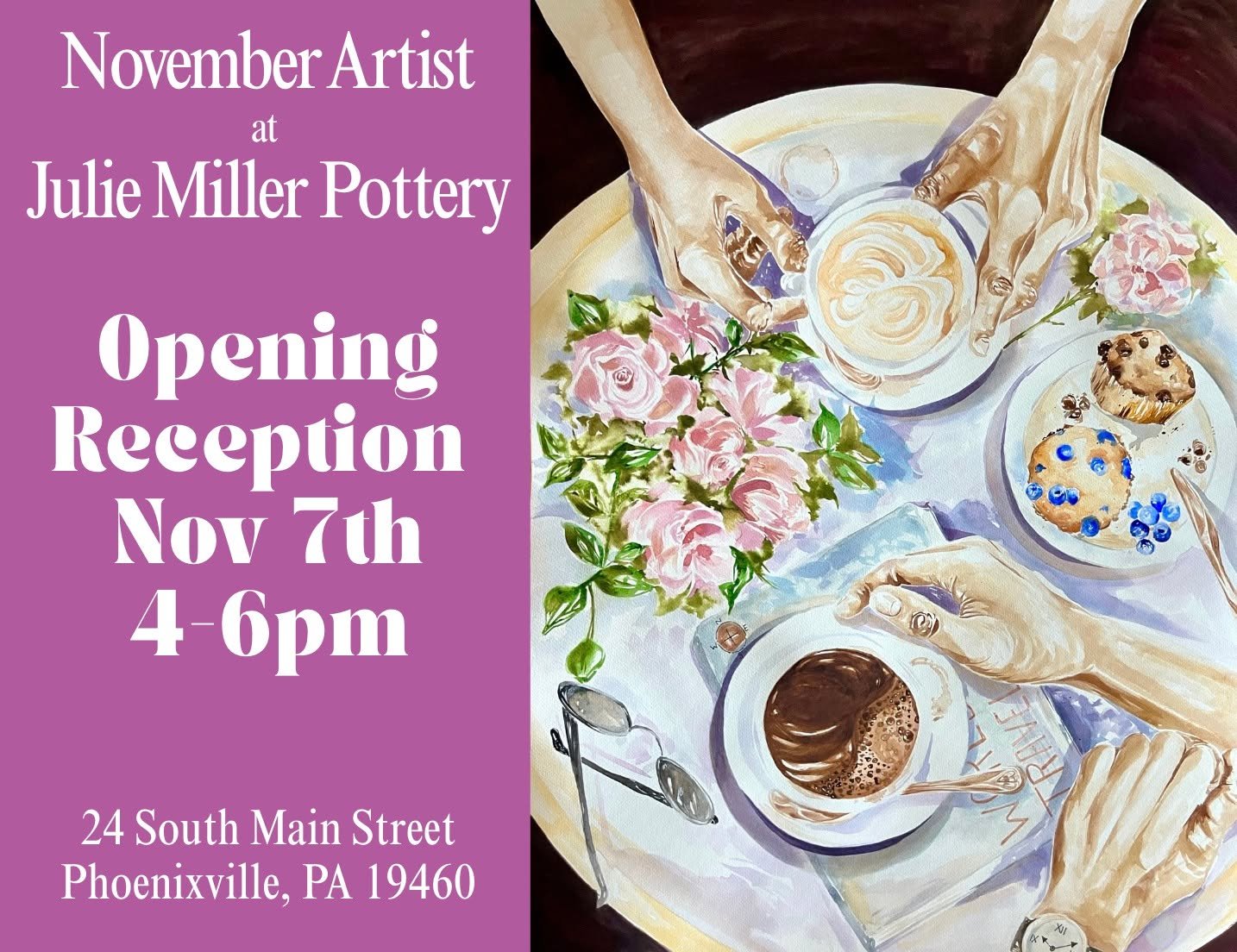 If your seasonal gift list is already starting to grow, get a little shopping done with me on opening night at Julie Miller Pottery.

I added paintings, prints, and cards to the shop 🍁
I&rsquo;d love to see you there to celebrate!

📅 Saturday 11/7 