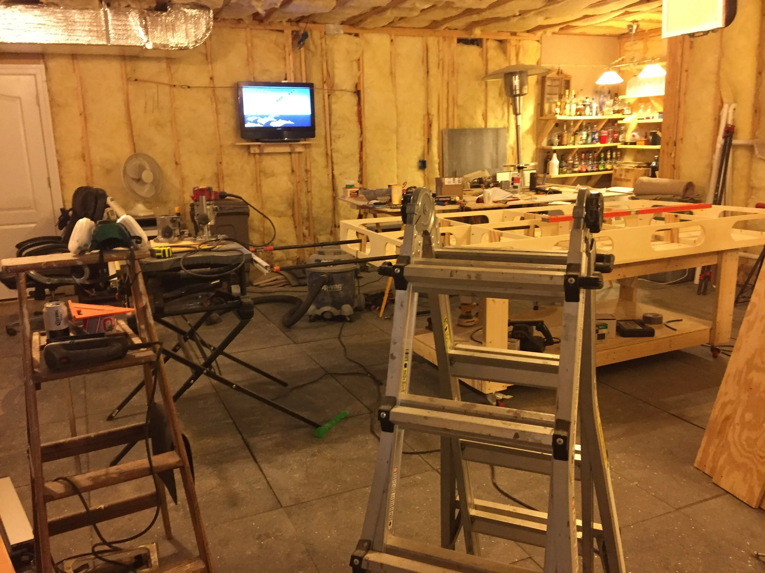 I turned this empty room in the lower level of our last house into a great shop.