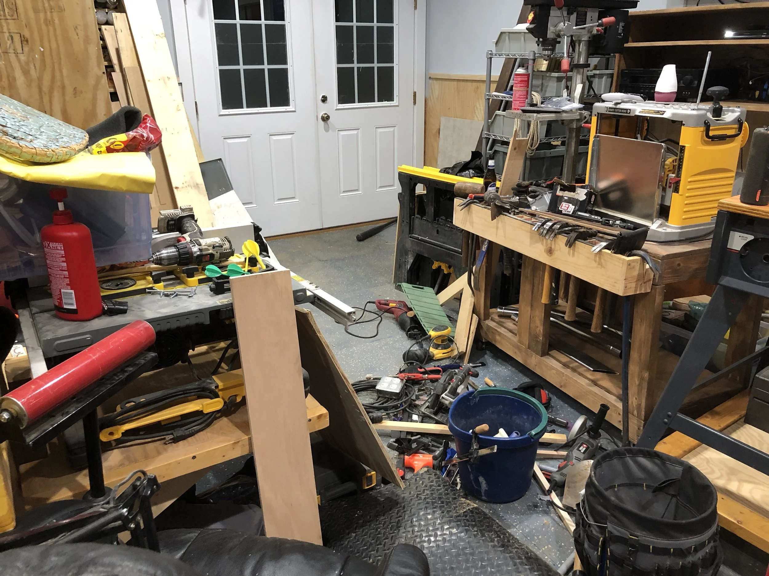 The shop was a mess and took quite a while to organize.