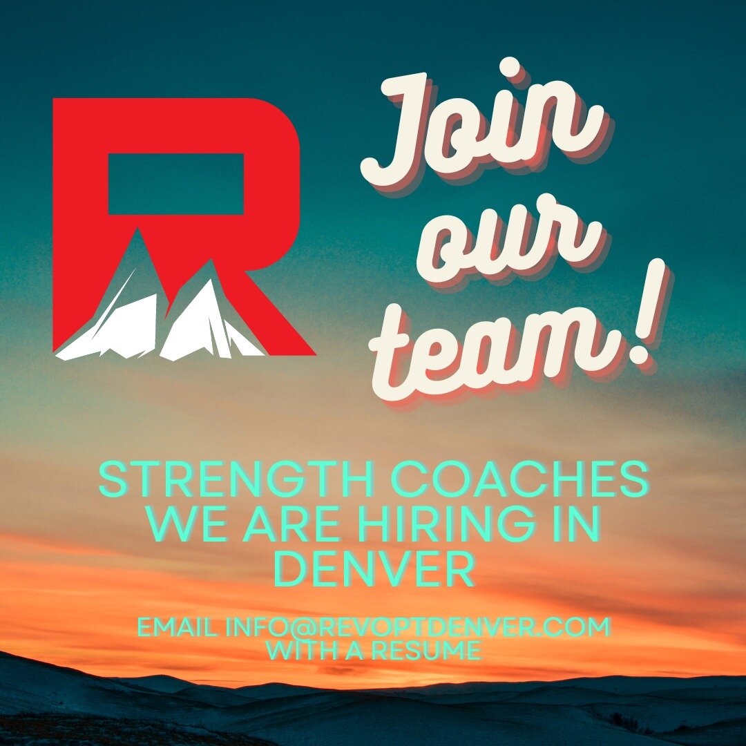 Strength coaches, we are hiring in Denver!

We need help delivering top-notch strength and conditioning services to our clients and gym members. 

shoot us an email at info@revoptdenver.com with a resume if you are interested in joining our team.