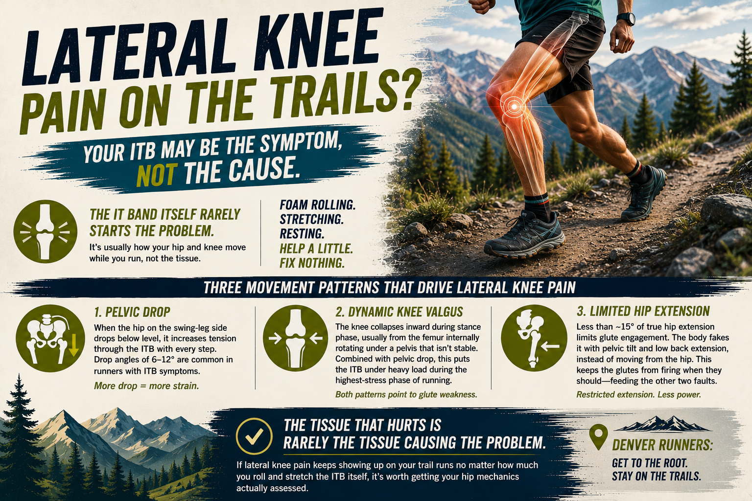 Lateral knee pain on the trails? Your ITB may be the symptom, not the cause.