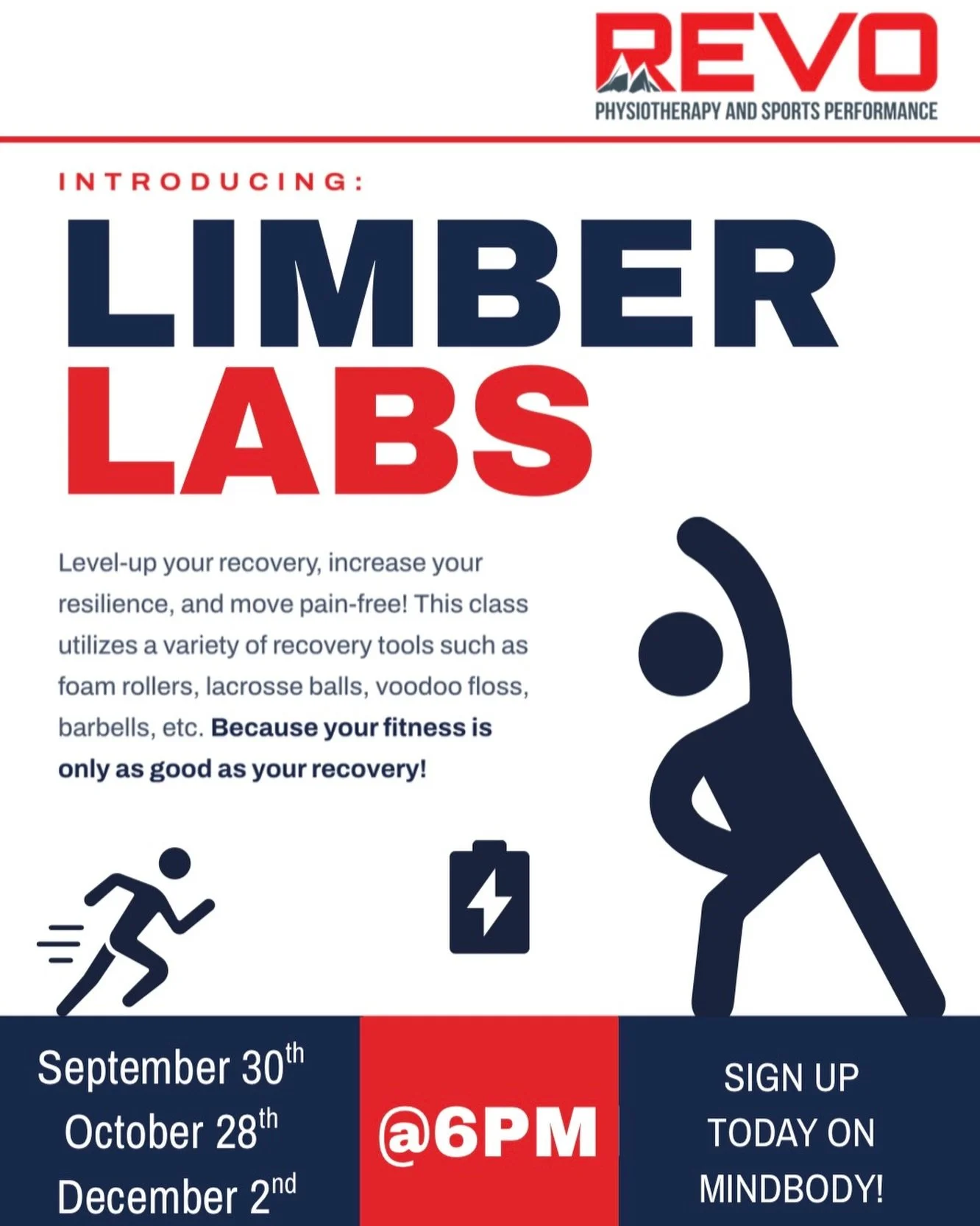 Your body called 📞&hellip; it wants a little lab work 🧪 🔜 💪🏻

🔥 Limber Lab in 2 days!! 🔥

#revoptdenver #limberlab #groupclasses #strength #mobility