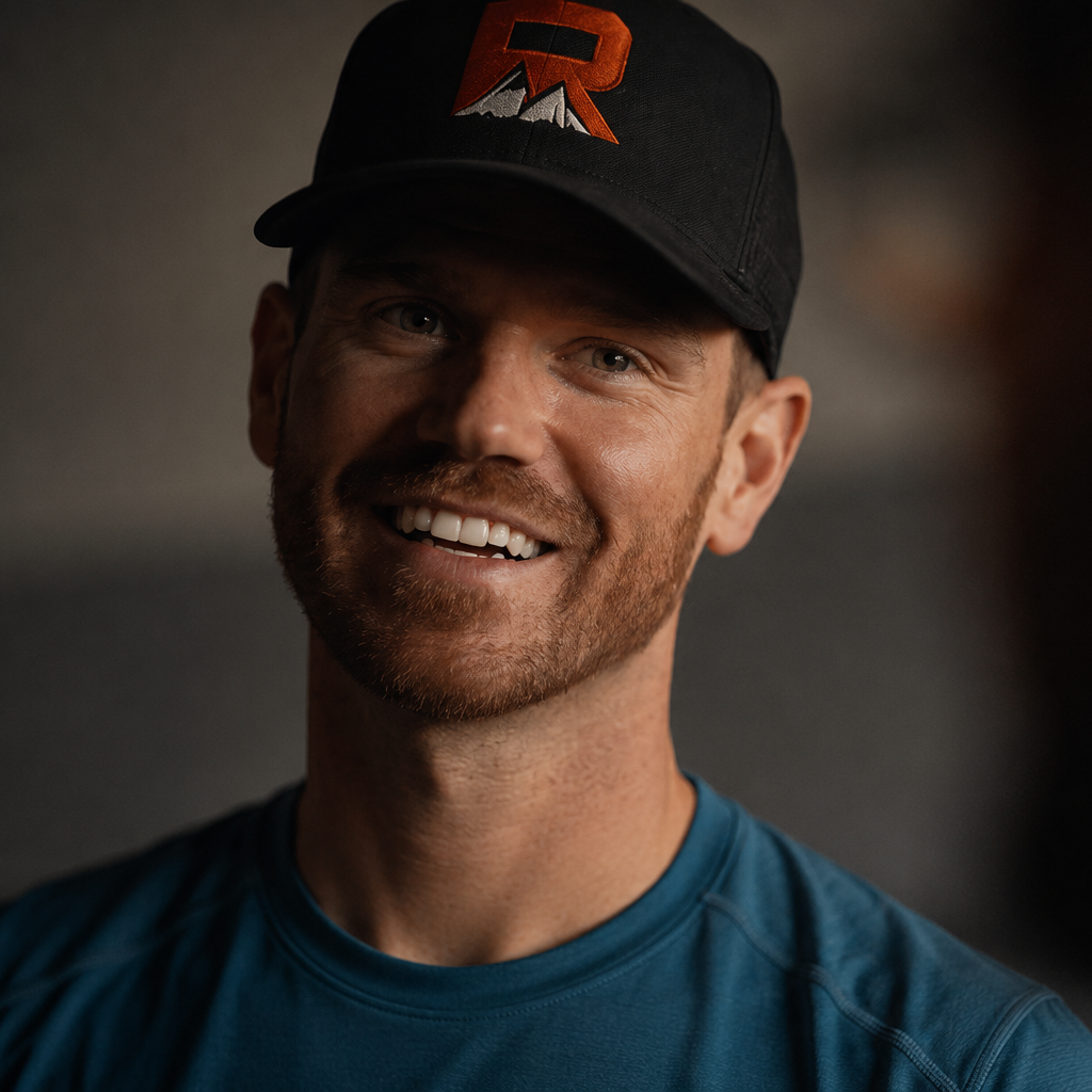 A smiling man wearing a black cap with a logo and a teal athletic shirt, looking directly at the camera.