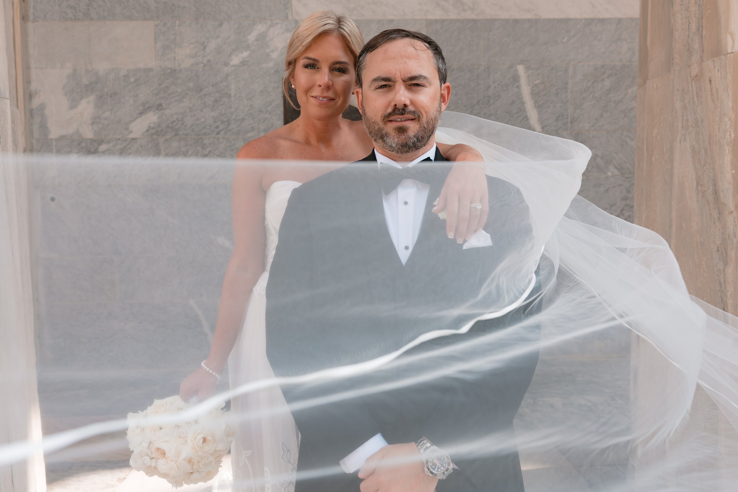Mia & Leandro’s Glamorous Black & White Wedding at Union Trust, Philadelphia