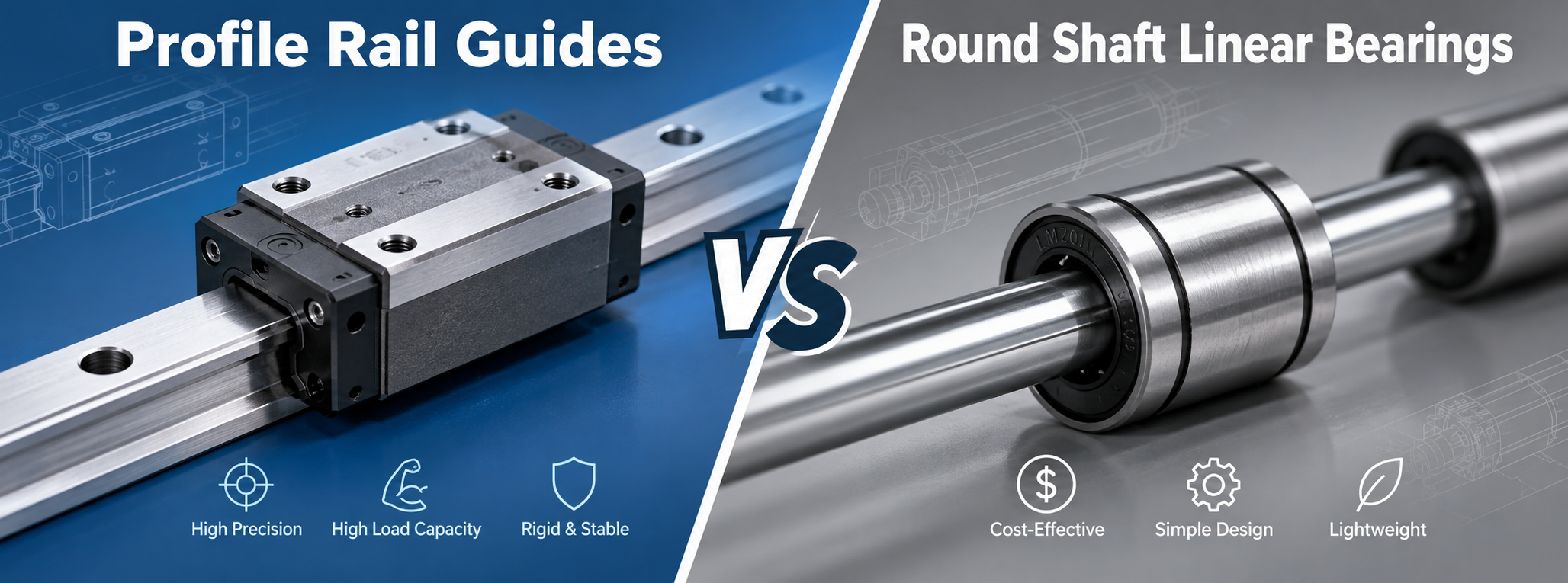 Profile Rail Guides vs. Round Shaft Linear Bearings