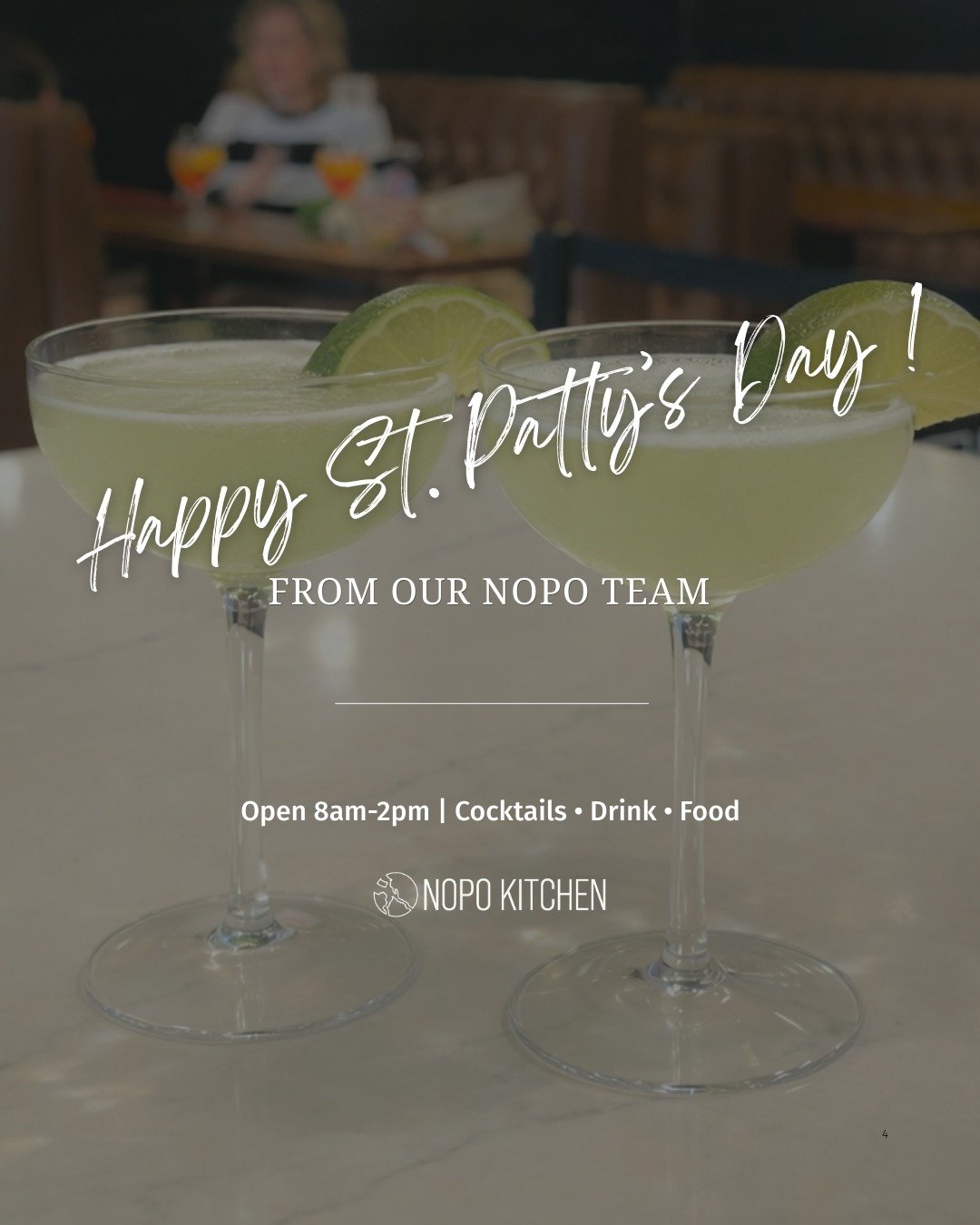 Happy St. Patrick&rsquo;s Day ☘️ 

We&rsquo;re open 8-2 serving cocktails, beautiful pours, and all your NoPo favorites. Grab your people and come celebrate with us! 

nopokitchen.com | 218-910-5755