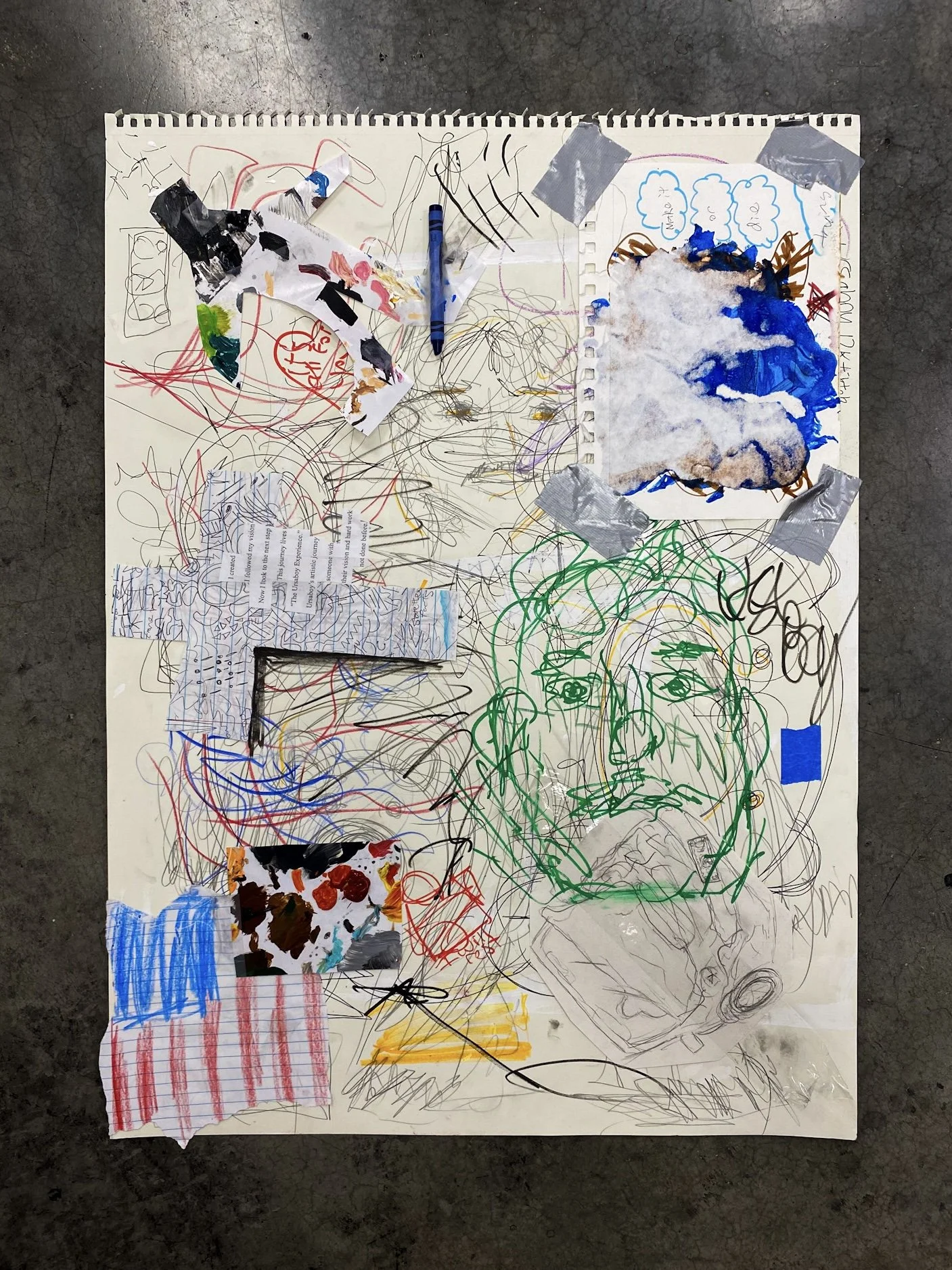 "Creating Myself into Existence"
2024, 18 x 24 inches
Mixed Media Drawing/Collage on Paper