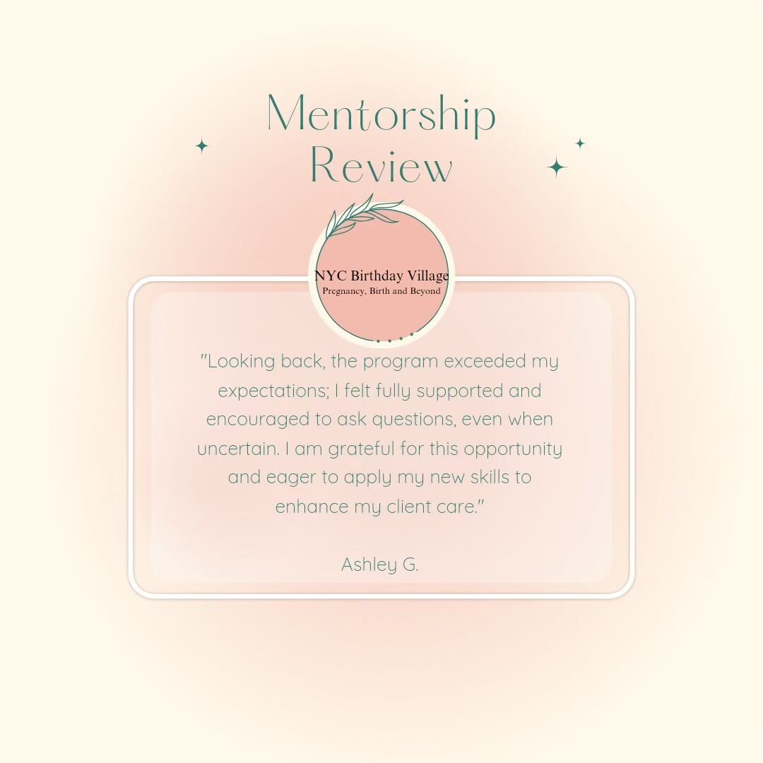 ✨ Mentorship Review ✨

Love hearing this feedback from one of our recent mentees! 

&quot;I recently completed the mentorship program offered by NYC Birth Village, and I couldn't be more pleased with the experience. Karla, in particular, left a lasti