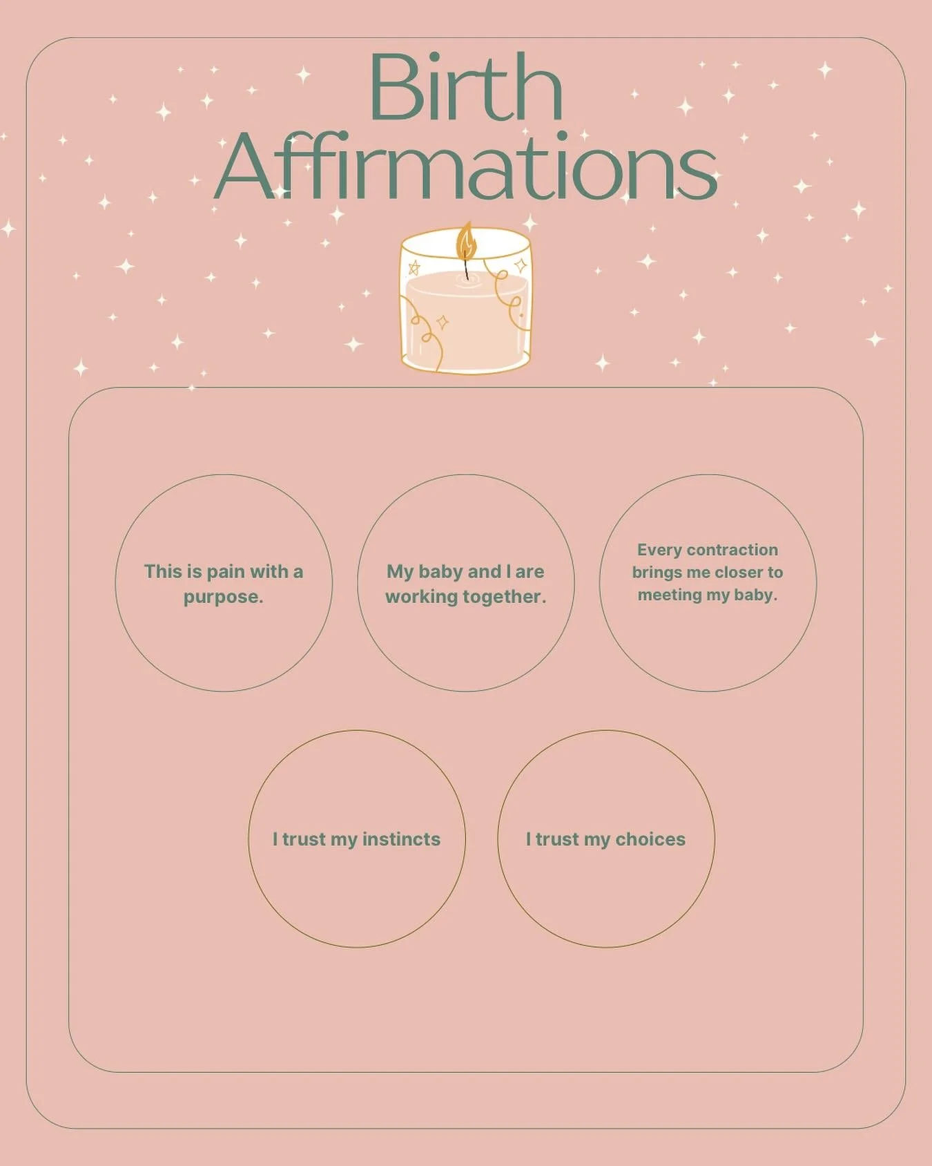 When you&rsquo;re scared or stressed, your body tenses up. 

Using affirmations during labor can help keep you focused and grounded. ✨

#birthaffirmations #positivebirthexperience #birthdoula #supportedandcalm #findyourcenter
#nyc #doulasupport #doul