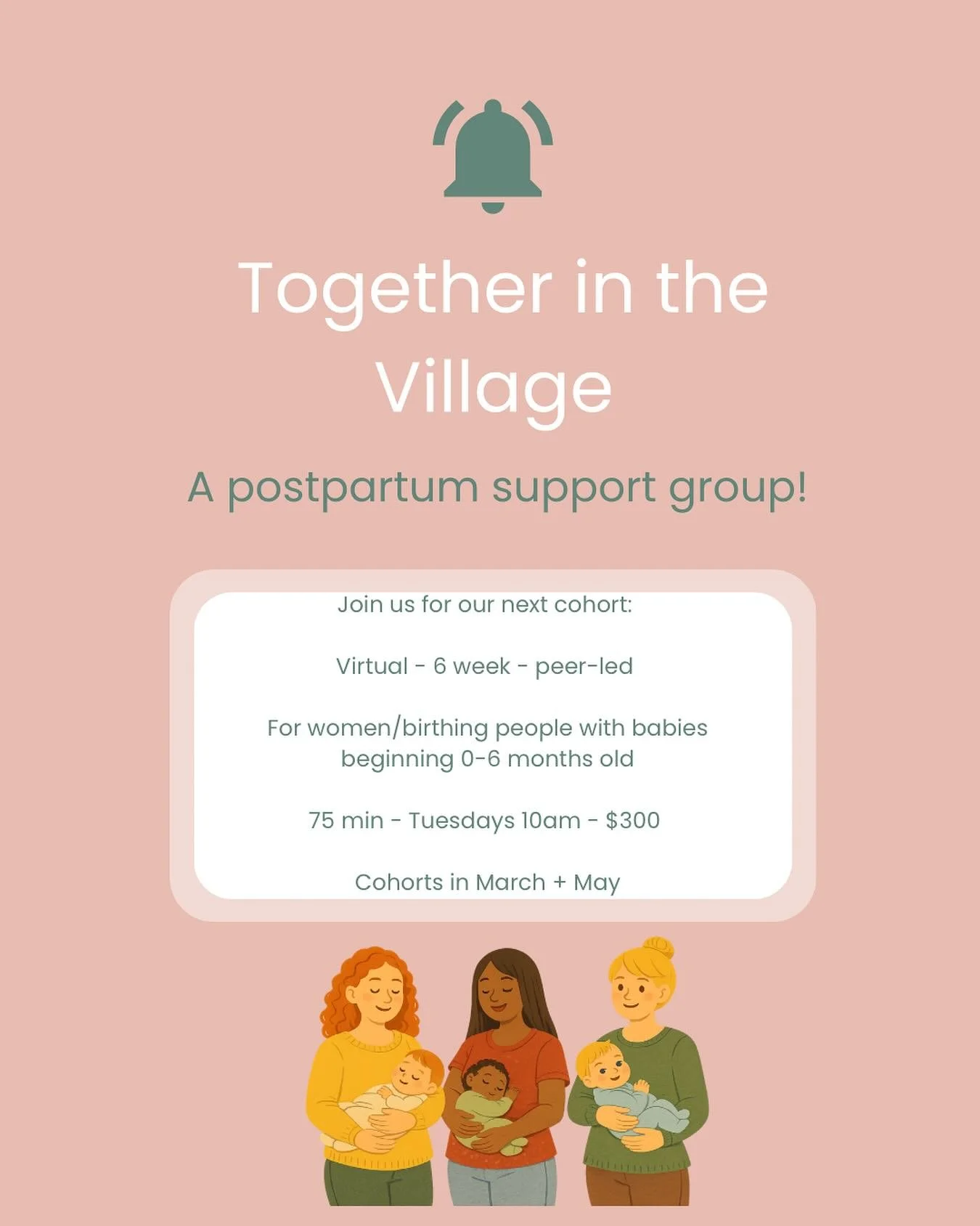 Discuss all things new parenting from feeding to sleep to relationship dynamics, the fourth trimester and beyond. ✨

Connect with other new parents going through similar things and be in community. 

#postpartumsupport #postpartumsupportgroup #postpa