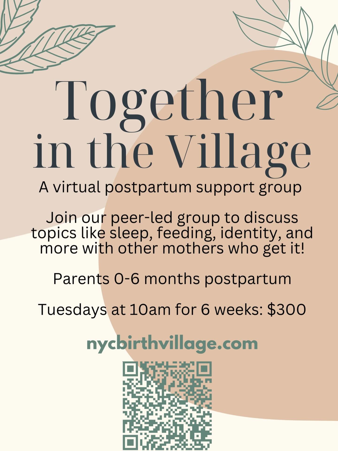 Our next postpartum support group starts 5/5! Please join us for conversation, connection and community. 

https://www.nycbirthvillage.com/postpartum-support-group