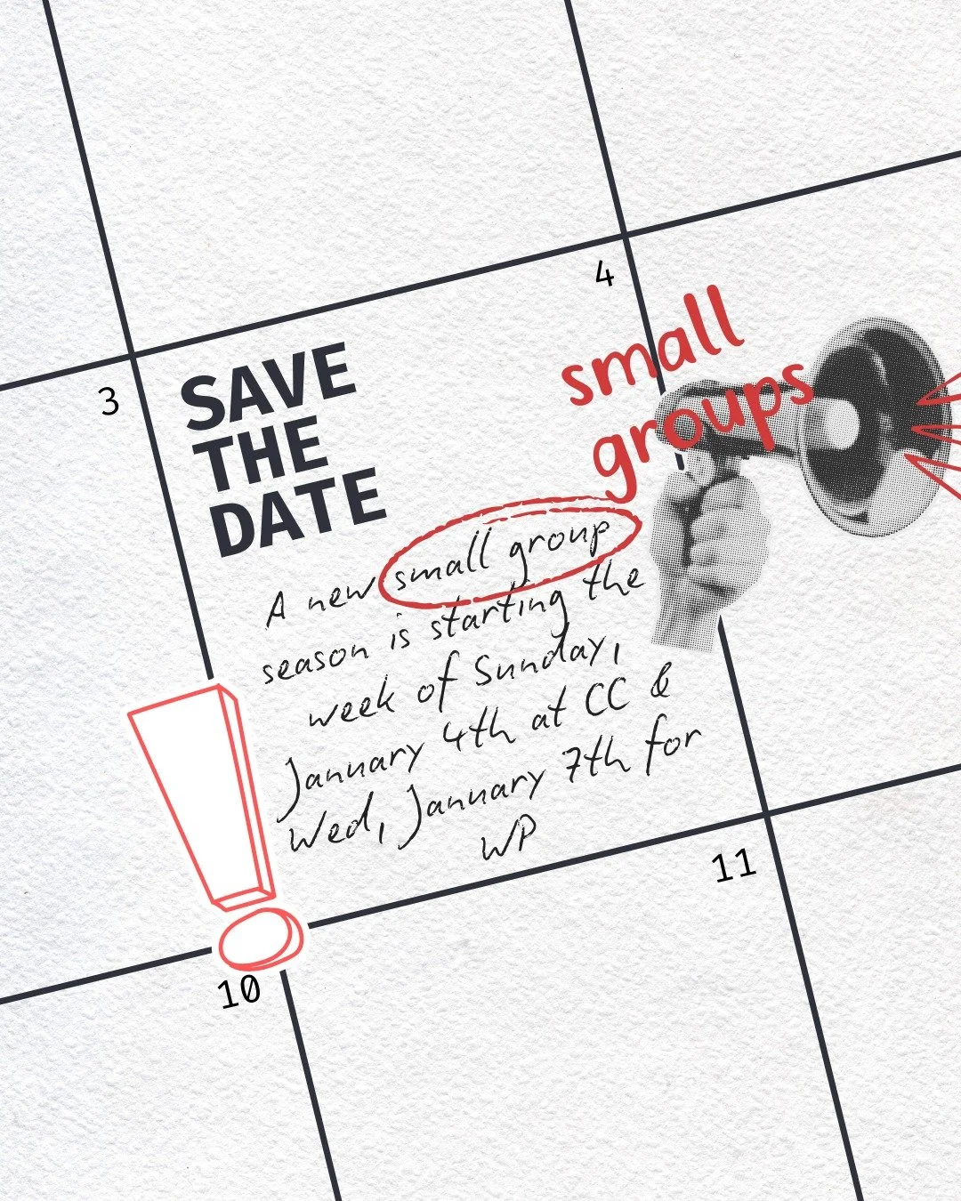 Small Groups are back 🙌
Save the date &amp; jump into a new season of community, growth, and doing life together.
📍 Cooper City: Sunday, Jan 4
📍 West Pines: Wednesday, Jan 7
For more information on groups, visit cityrev.org/groups