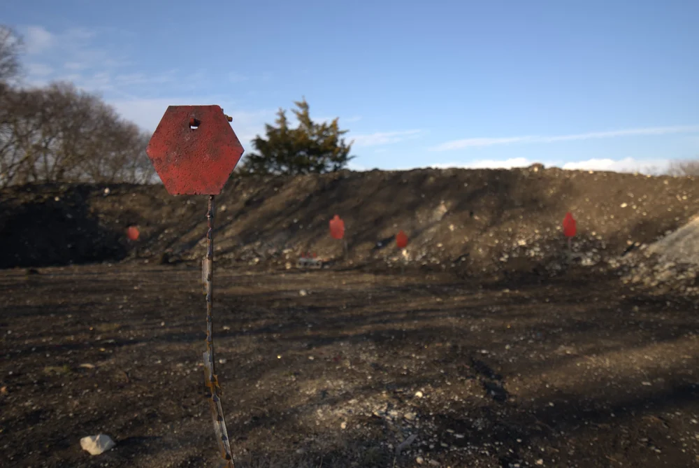 Red steel targets downrange