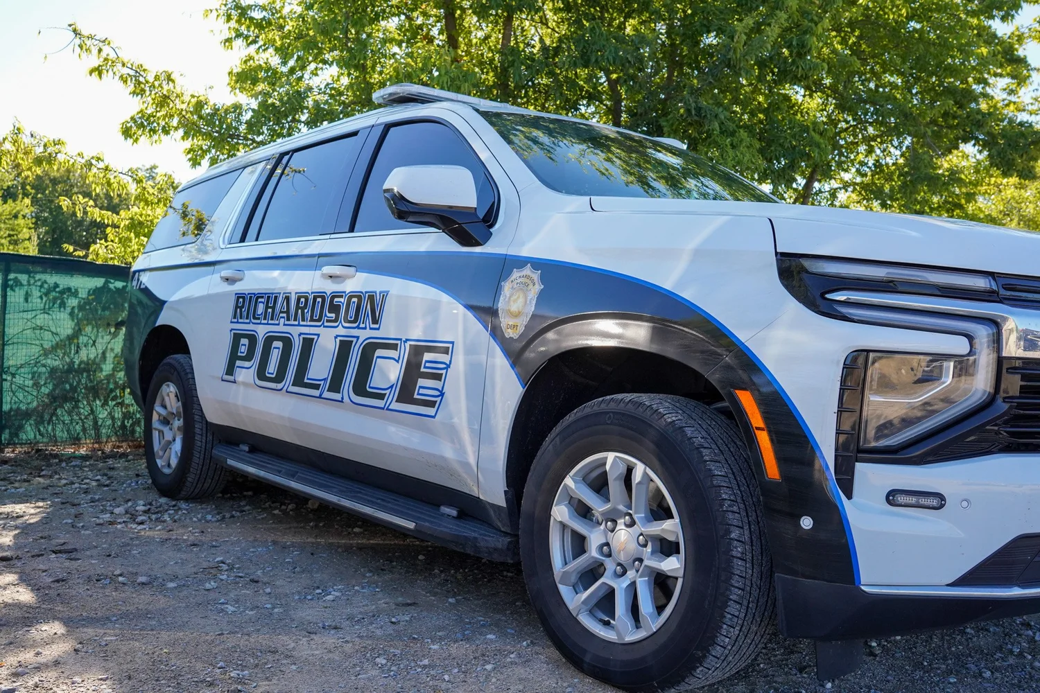 Richardson Police patrol vehicle parked at Rooftop Shooting Range in Trenton, TX