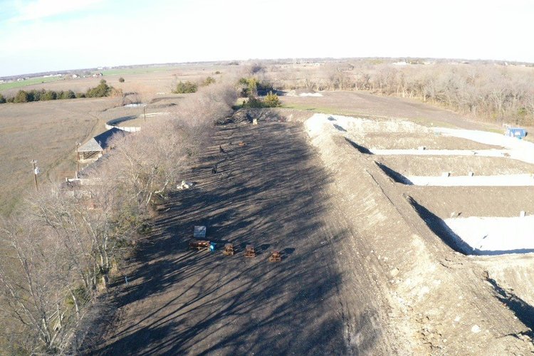 Aerial view over the berm across the tactical bays